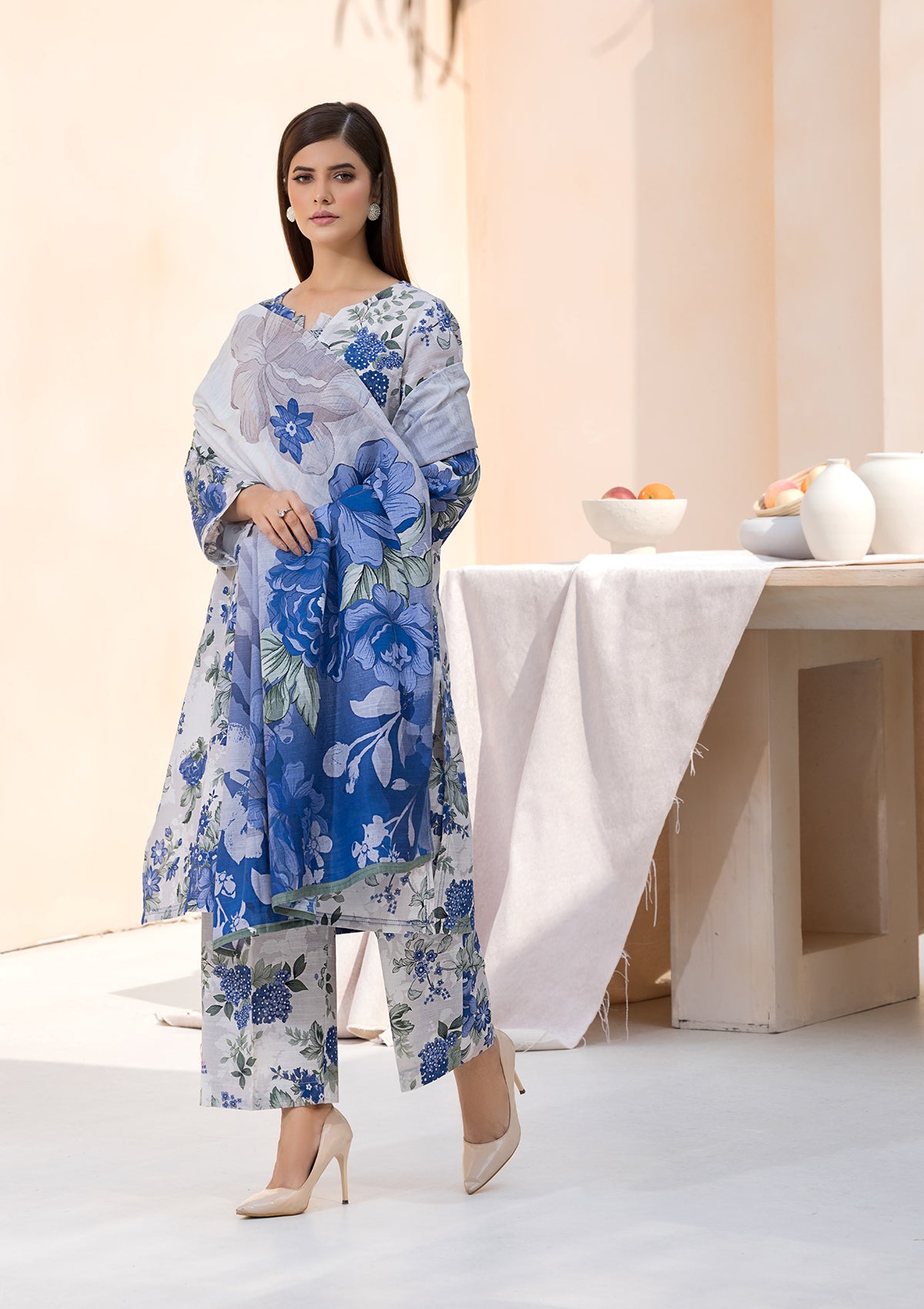 Printed Khaddar BT6544-SKBL