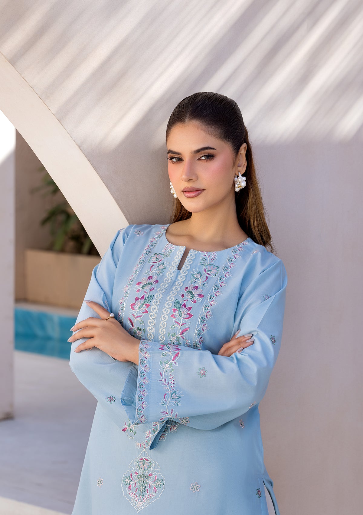 EMBROIDERED COTTON BT006686-BLU