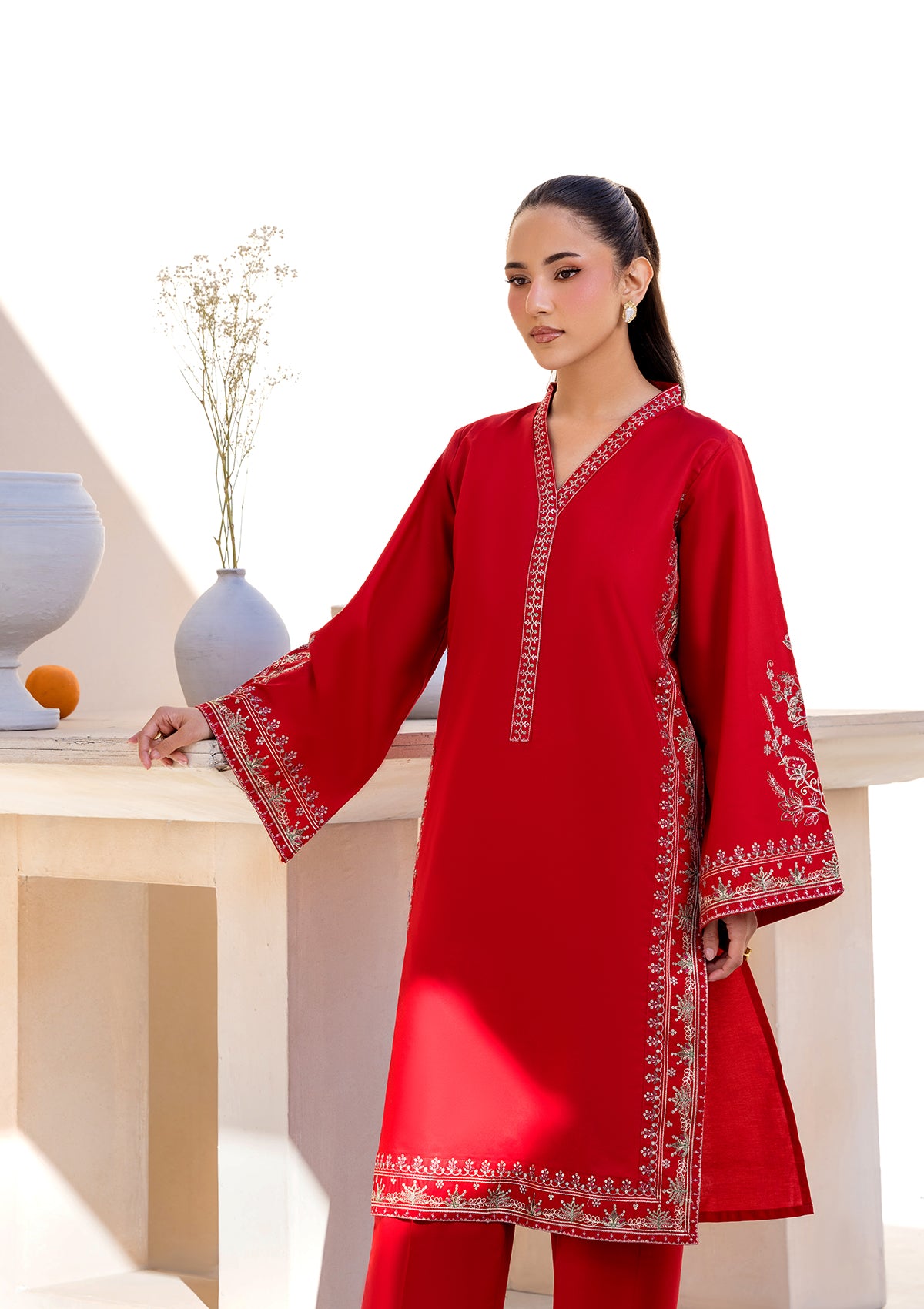 EMBROIDERED COTTON BT006686-RED