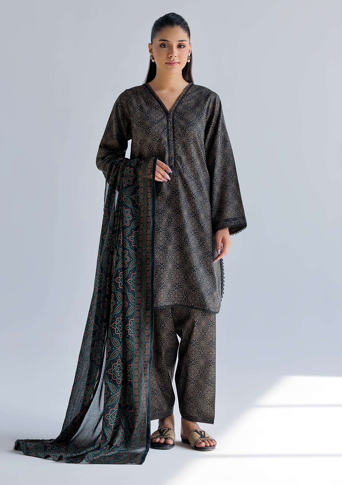 PRINTED LAWN BT006760-BLK