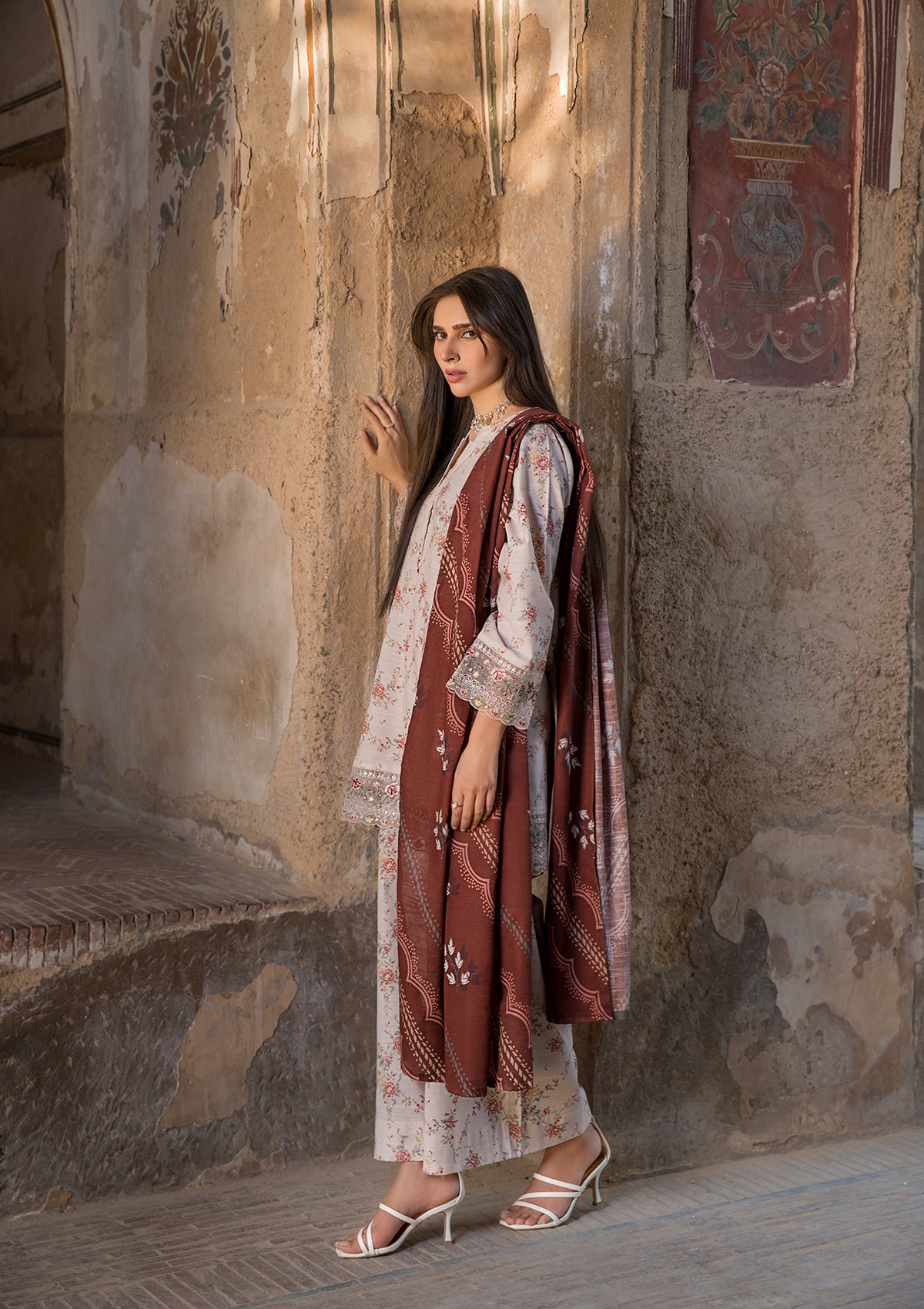 EMBROIDERED KHADDAR BT6513-CRM