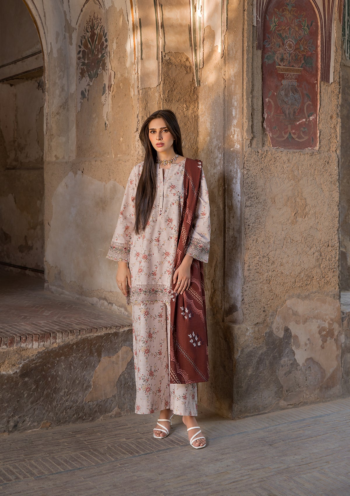 EMBROIDERED KHADDAR BT6513-CRM