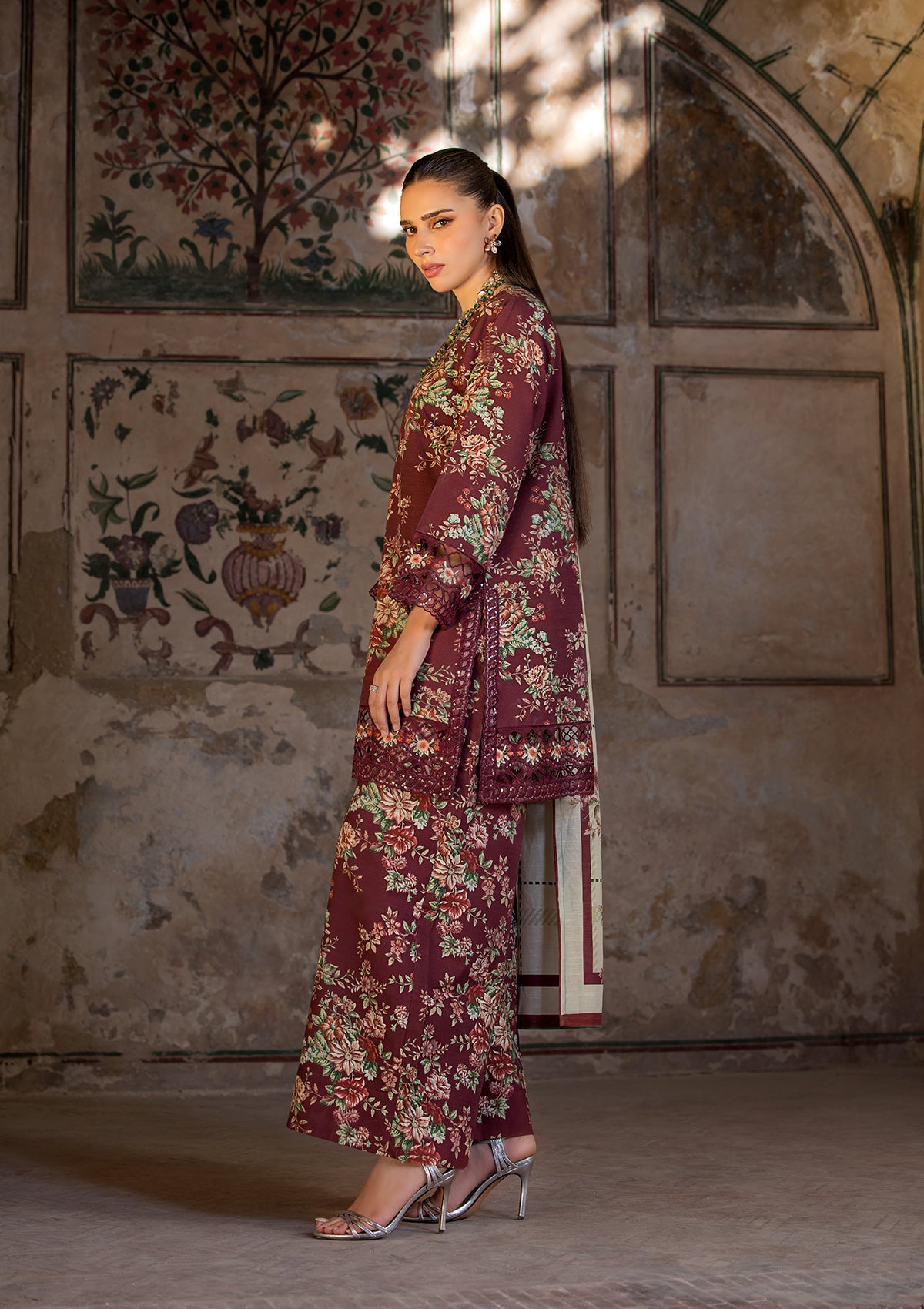 EMBROIDERED KHADDAR BT6513-MRN
