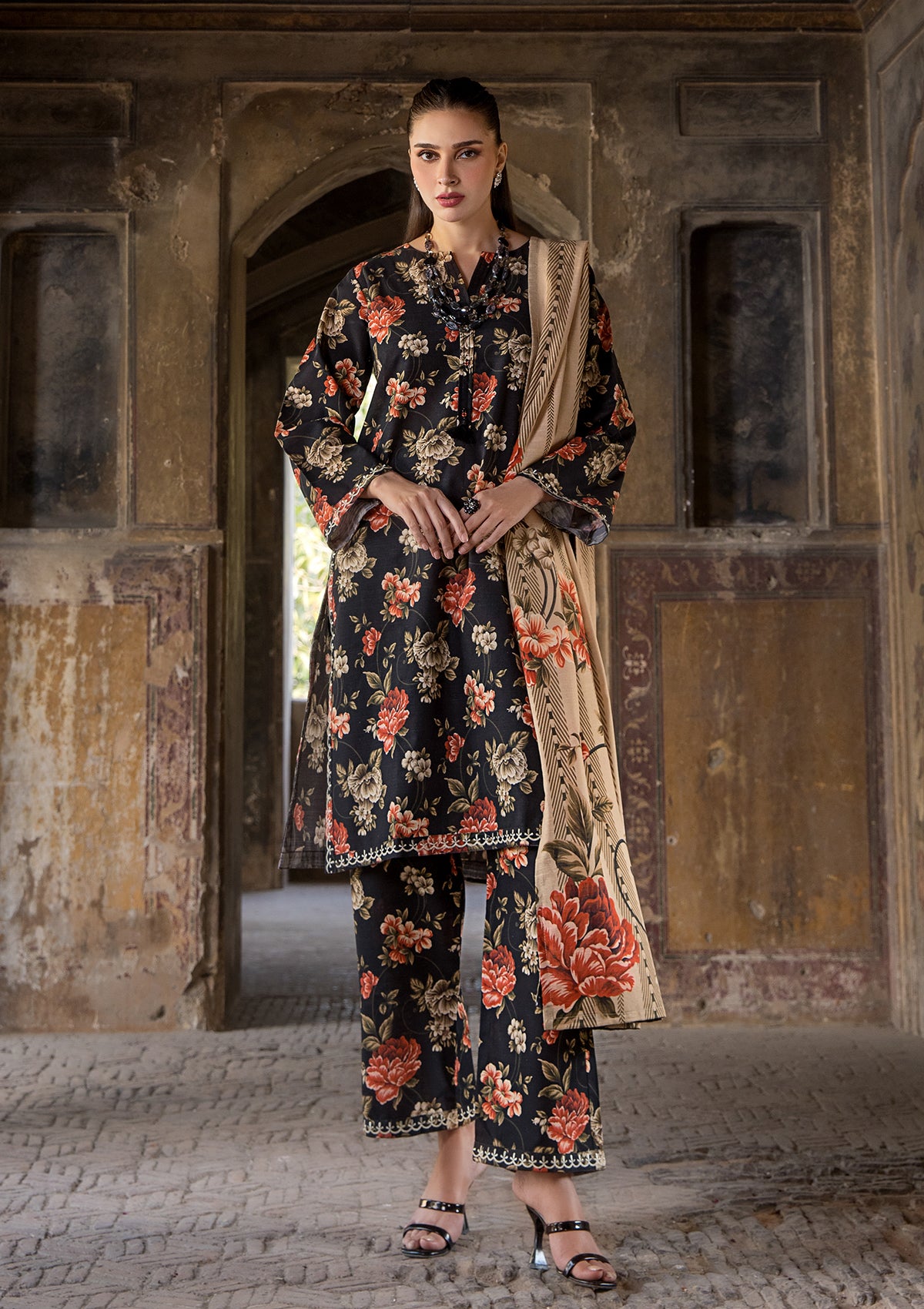 EMBROIDERED KHADDAR BT6512-BRD