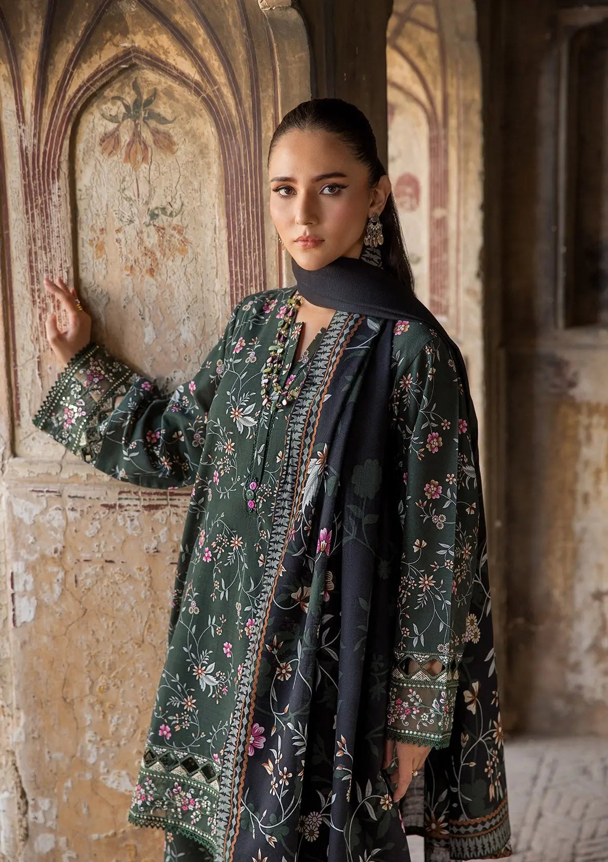 EMBROIDERED KHADDAR BT6513-DGN Bin Tayyab