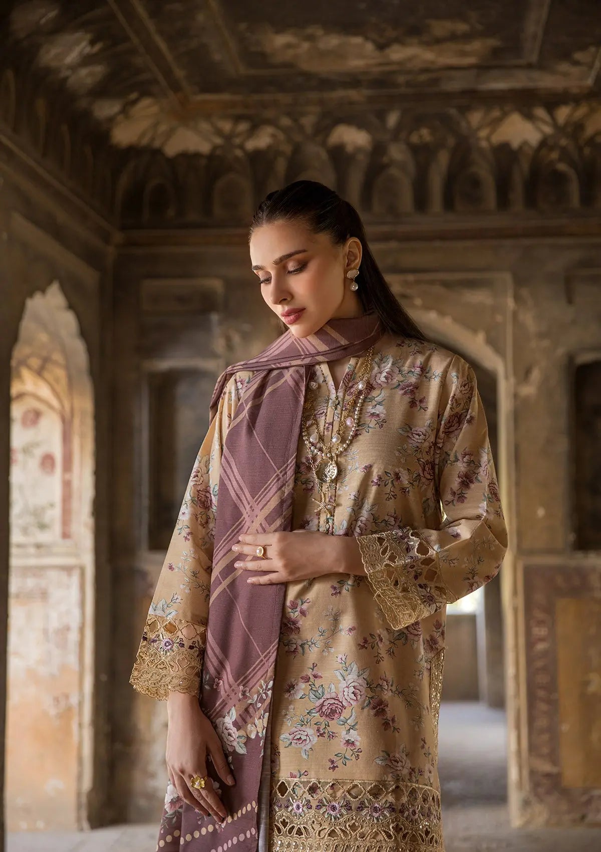 EMBROIDERED KHADDAR BT6513-BRN Bin Tayyab