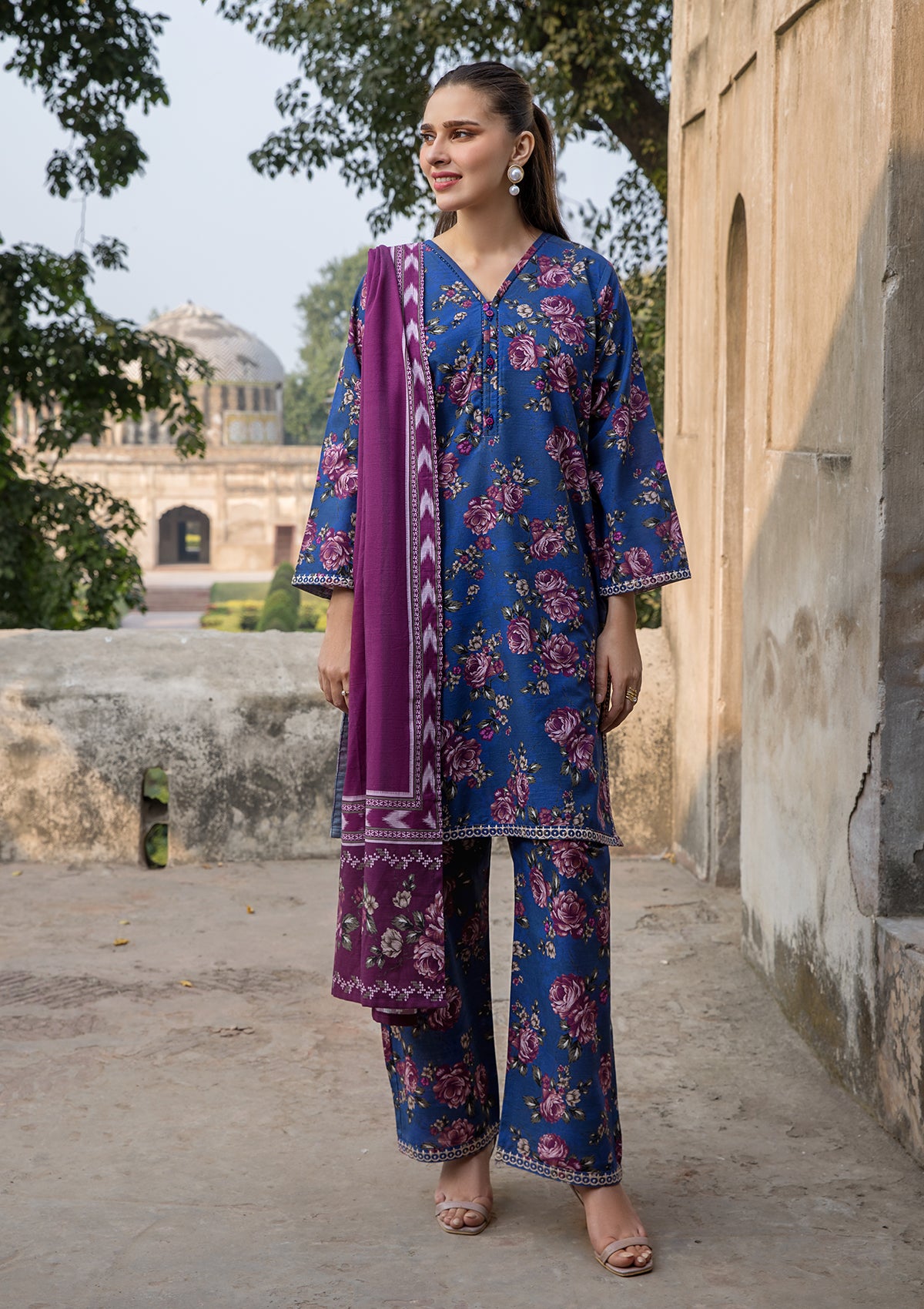 EMBROIDERED KHADDAR BT6512-BLU
