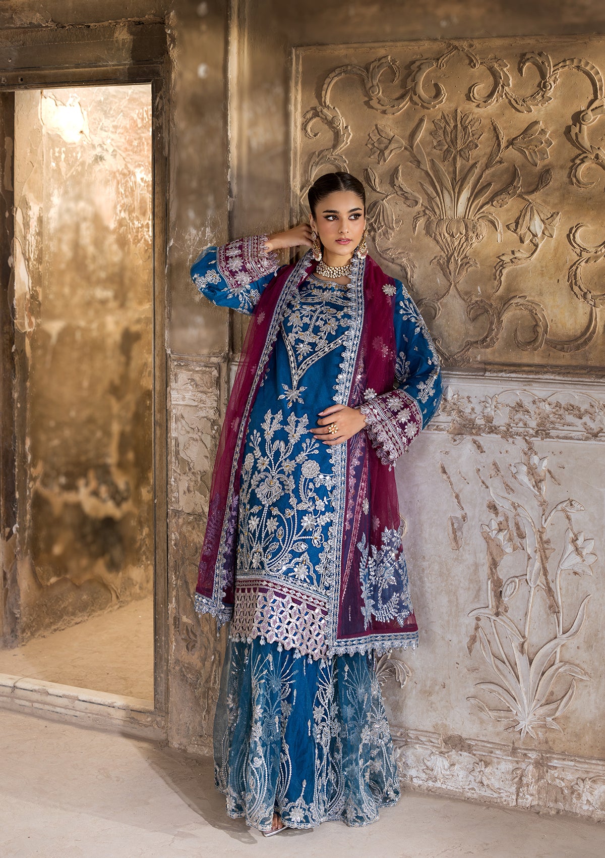 Embroidered Net BT6633-BLU