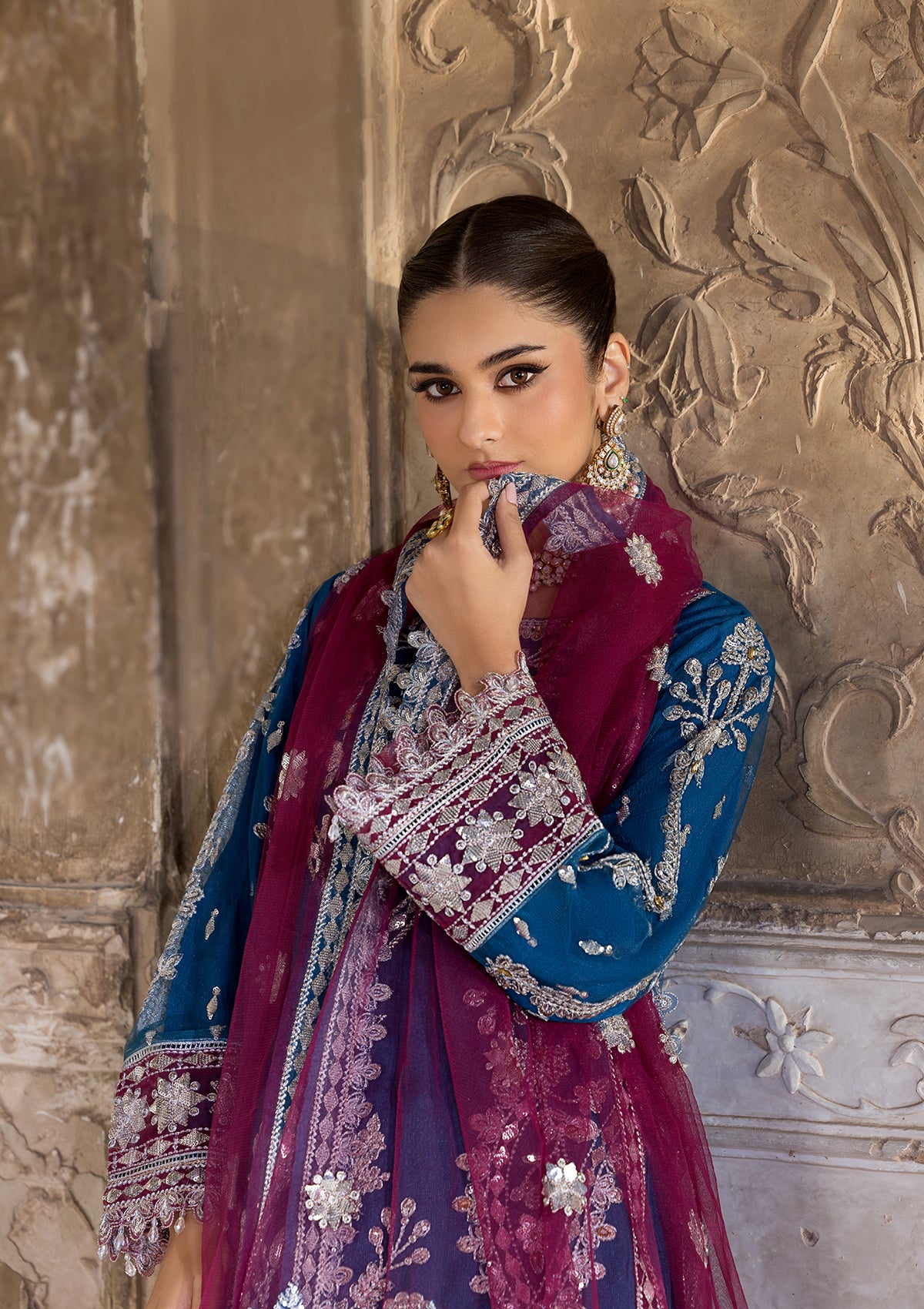 Embroidered Net BT6633-BLU