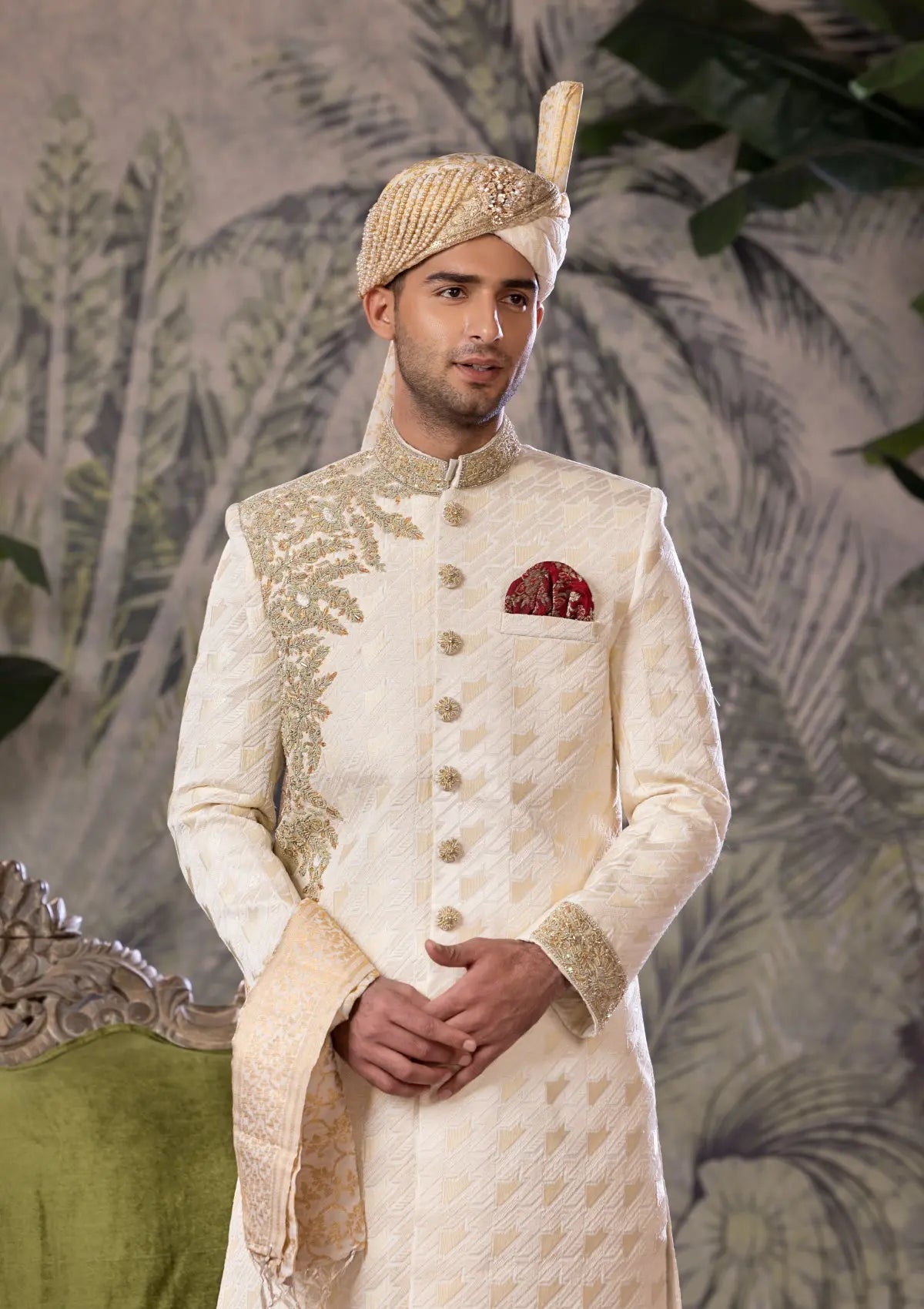 Bin Tayyab Sherwani (TD-1746)  WHITE Bin Tayyab