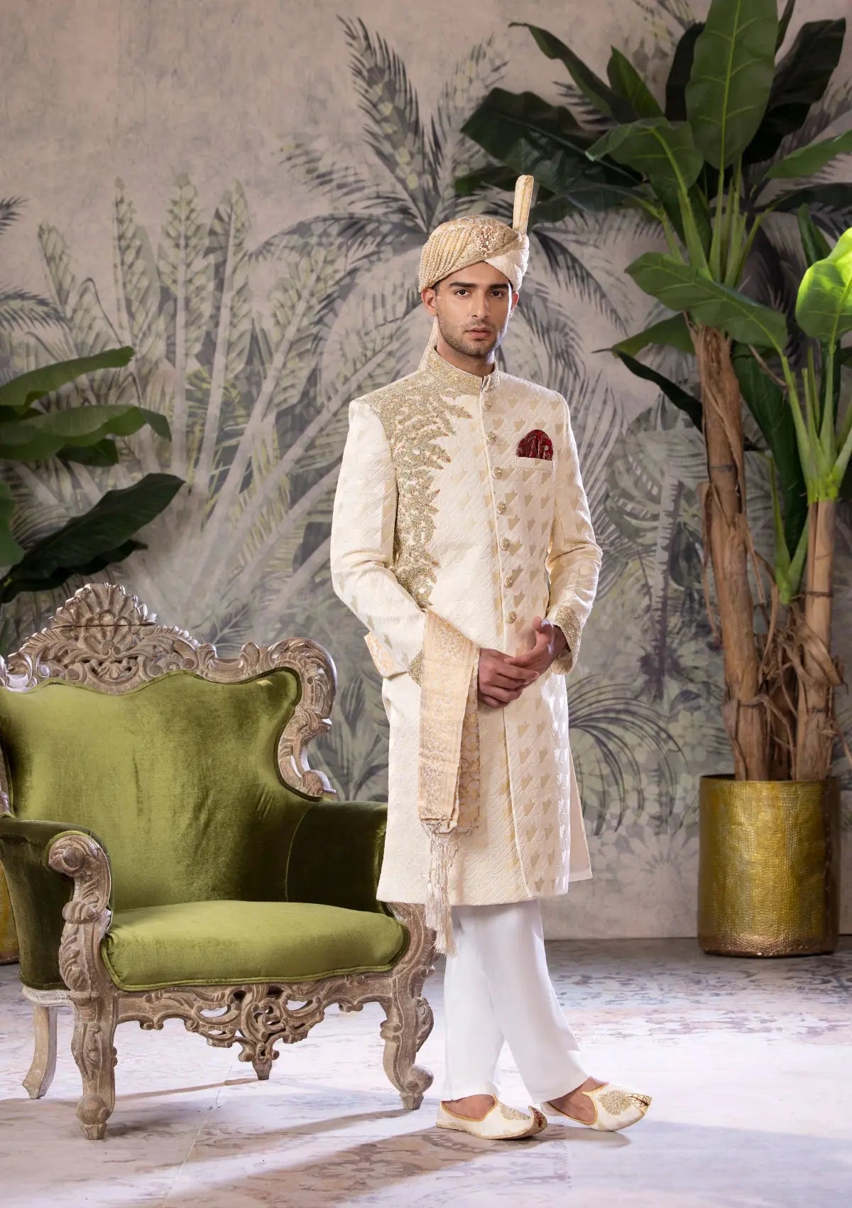 Bin Tayyab Sherwani (TD-1746)  WHITE Bin Tayyab