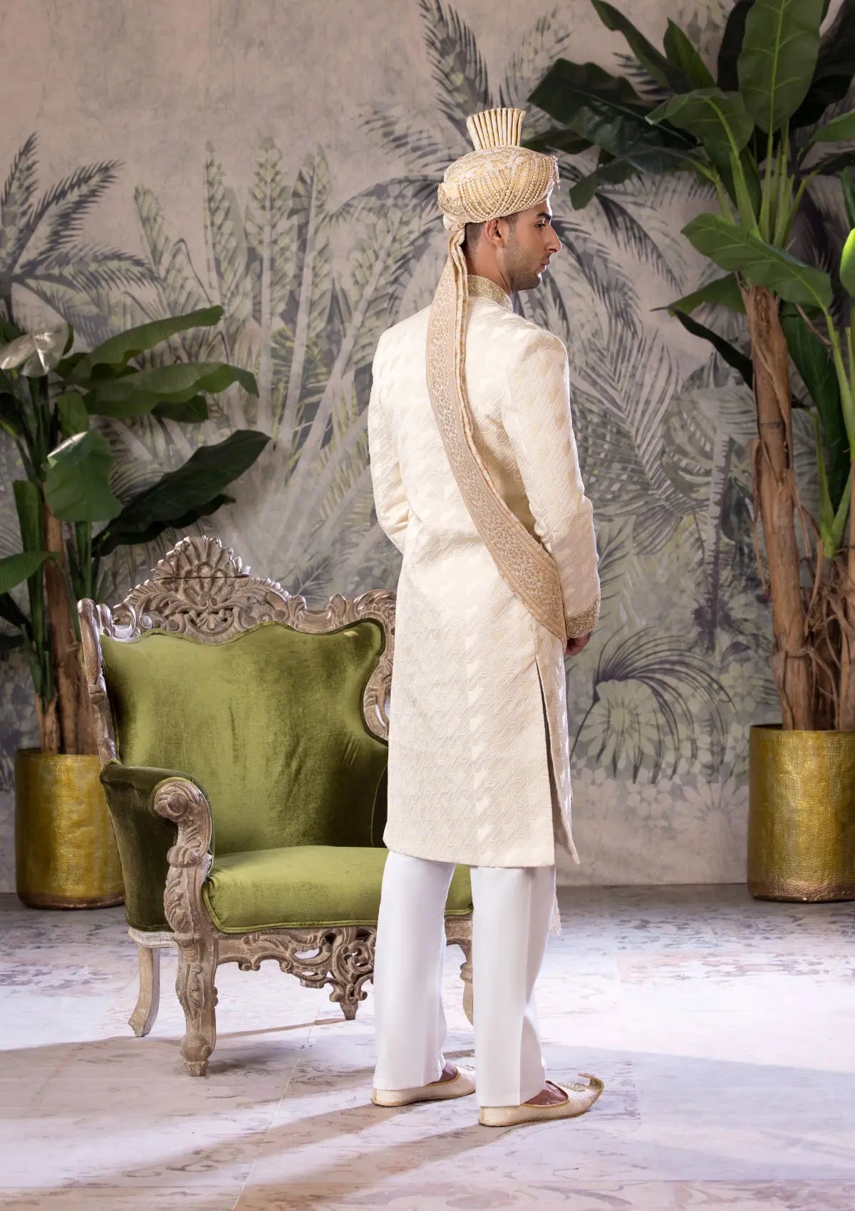 Bin Tayyab Sherwani (TD-1746)  WHITE Bin Tayyab