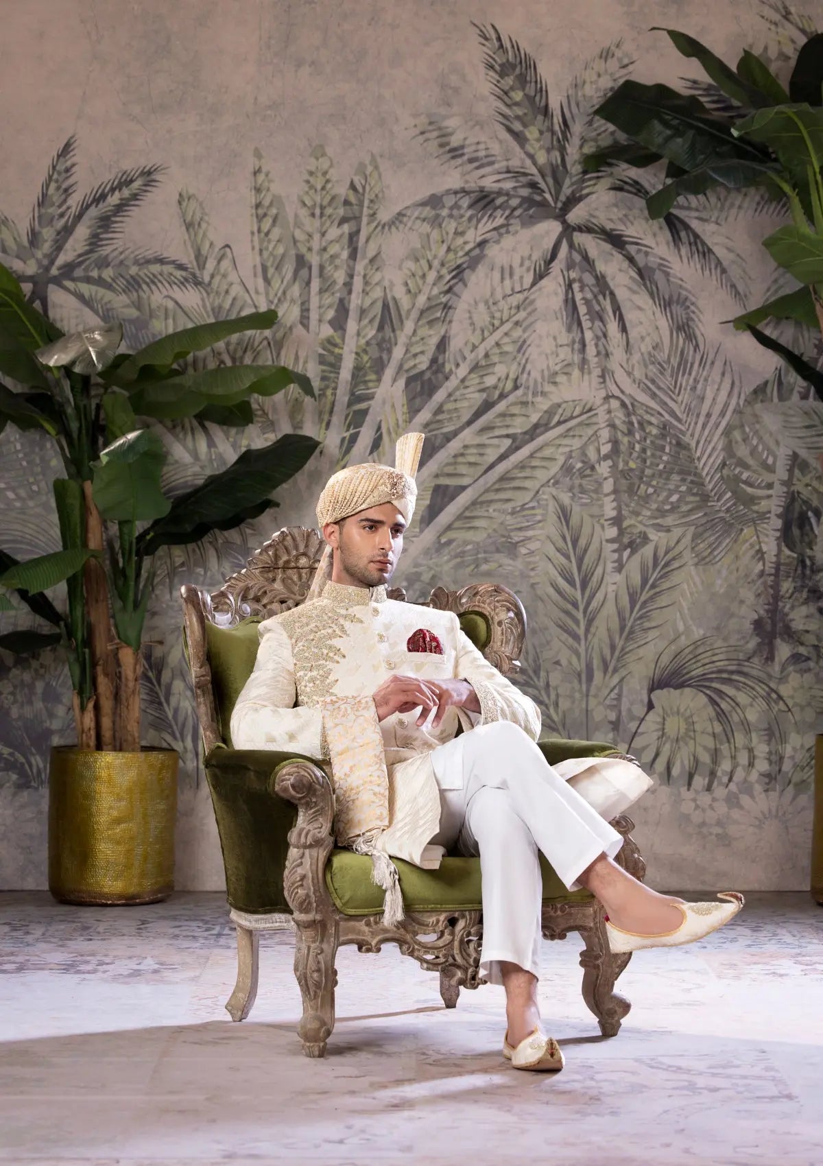 Bin Tayyab Sherwani (TD-1746)  WHITE Bin Tayyab