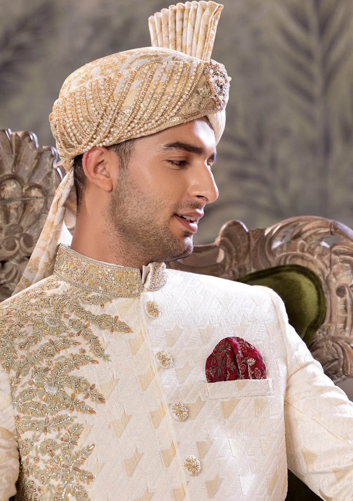 Bin Tayyab Sherwani (TD-1746)  WHITE Bin Tayyab