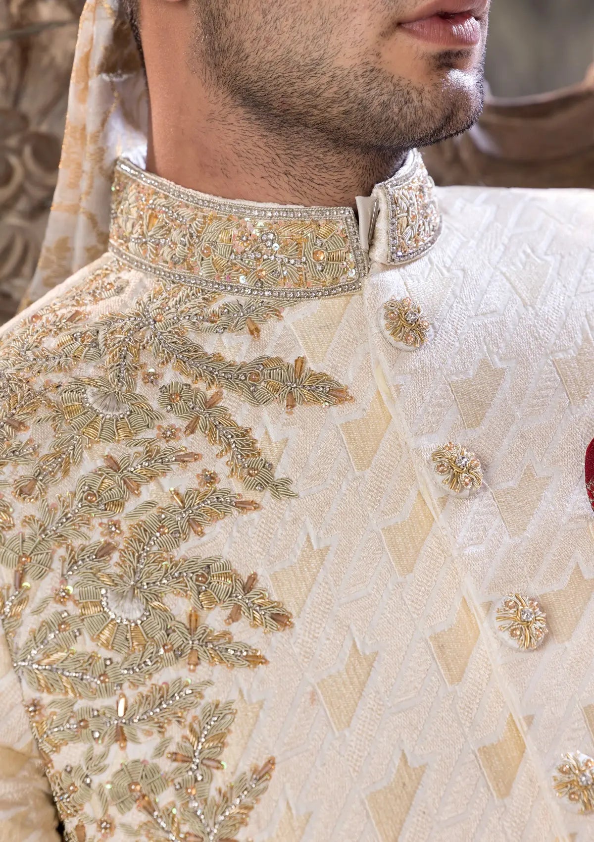 Bin Tayyab Sherwani (TD-1746)  WHITE Bin Tayyab