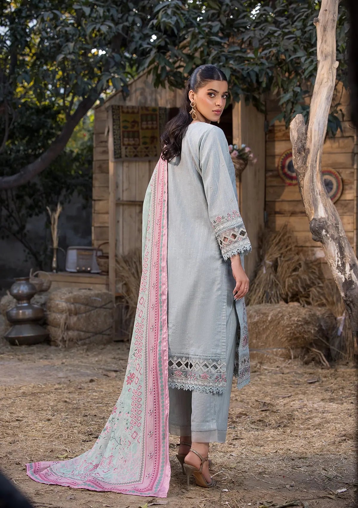 Khaddar (BT107) 3-Piece Stitch Suit Sky Blue Bin Tayyab