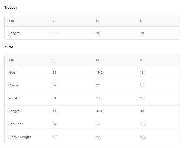 (BT006112 -LPK) Size Chart
