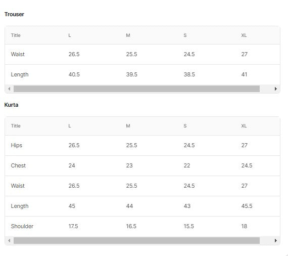 BT006534-MST Size Chart