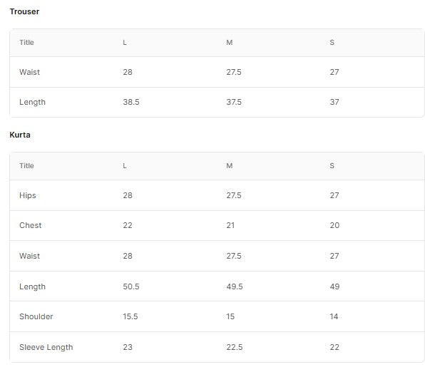 Embroidered Khaddar BT6620-PST Size Chart