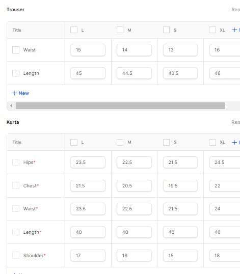 EMBROIDERED NET BT6547-STH-BT6571-BLK Size Chart