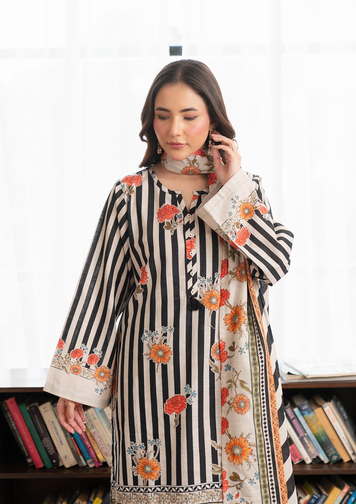 PRINTED KHADDAR BT006966-BLK