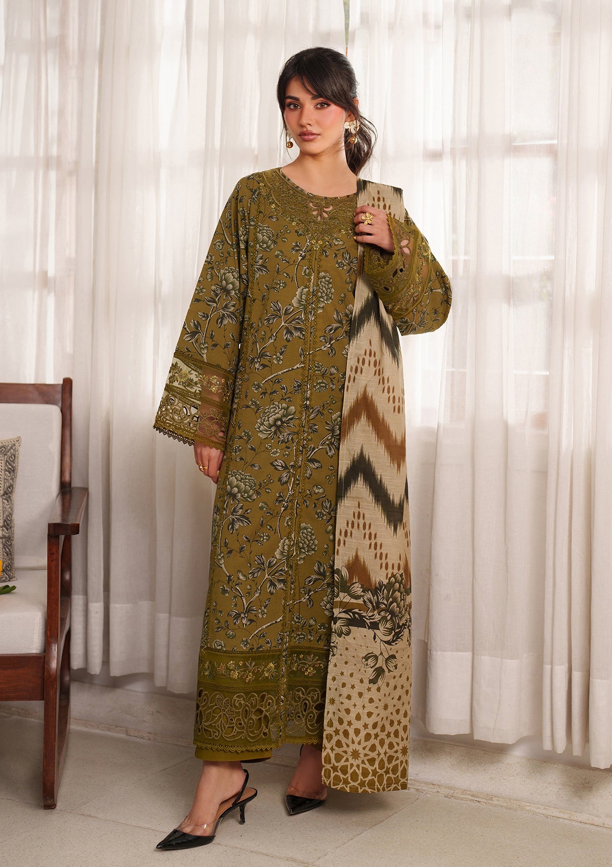 Embroidered Khaddar BT6565-OLV Bin Tayyab
