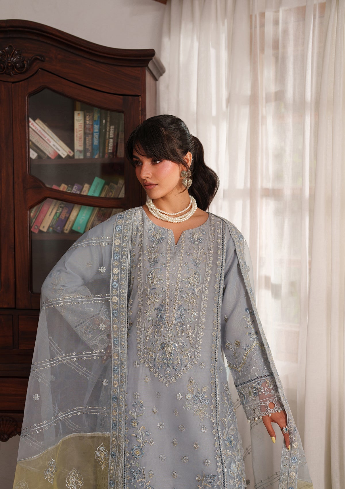 Embroidered Organza BT6557-GRY Bin Tayyab