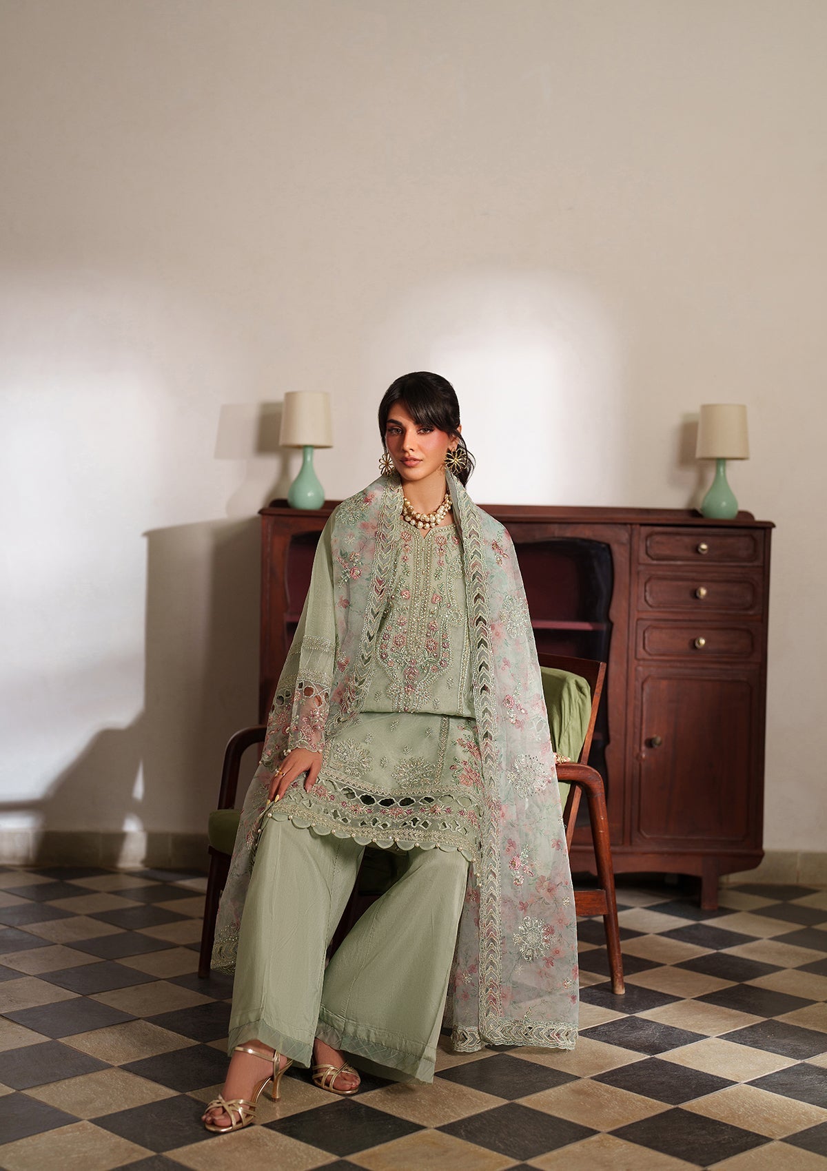 Embroidered Organza BT6558-MNT Bin Tayyab