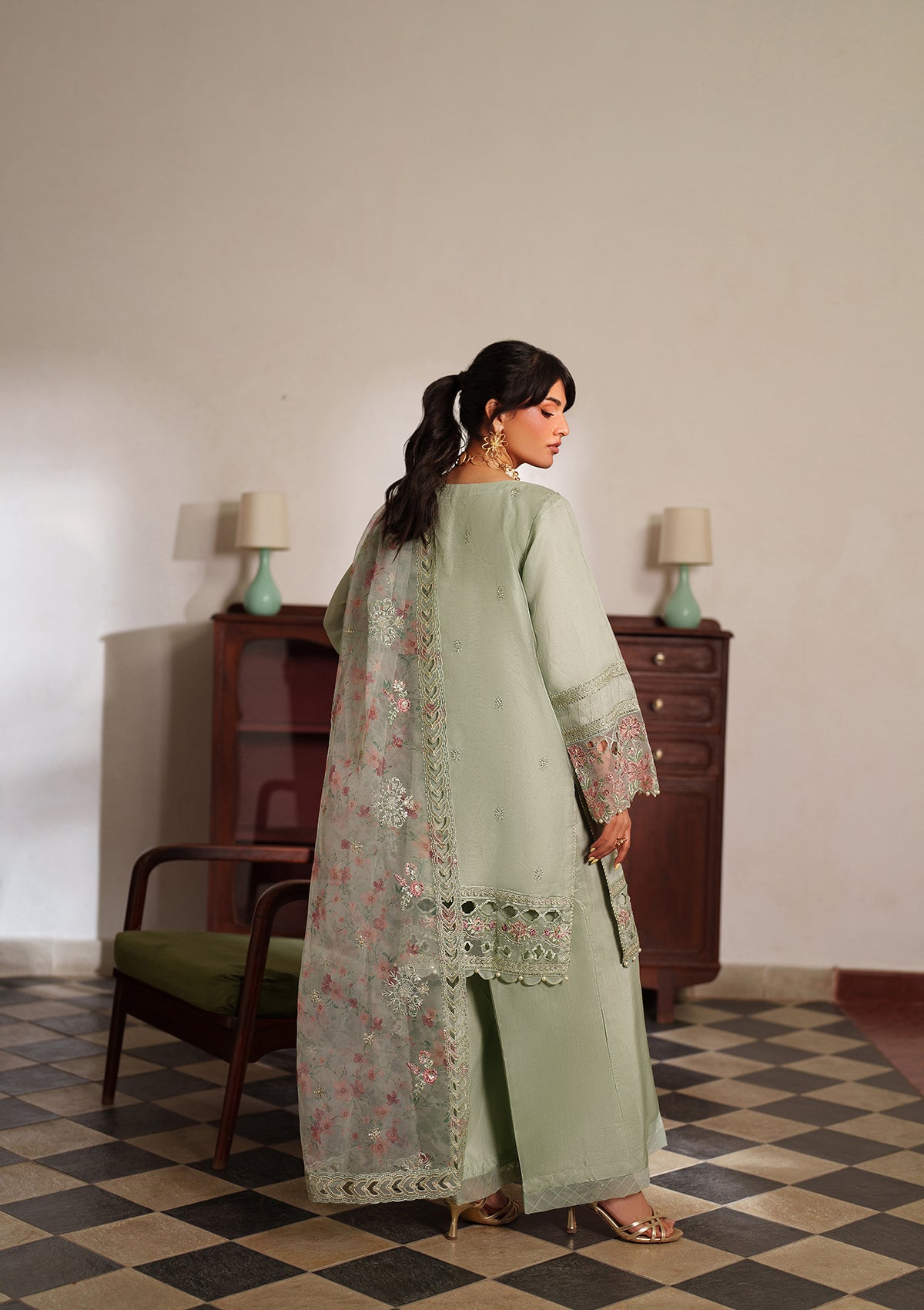 Embroidered Organza BT6558-MNT Bin Tayyab