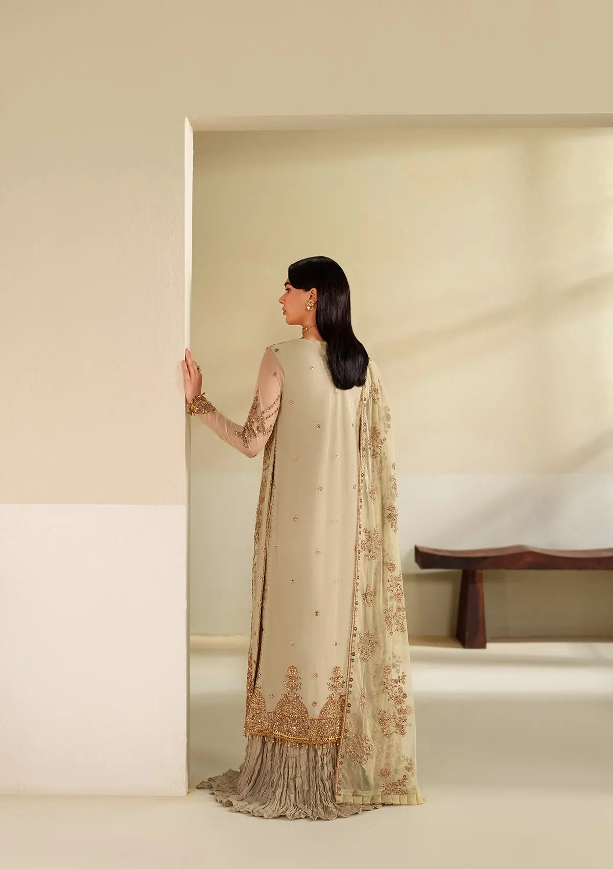 Embroidered Net BT6542-CRM Bin Tayyab