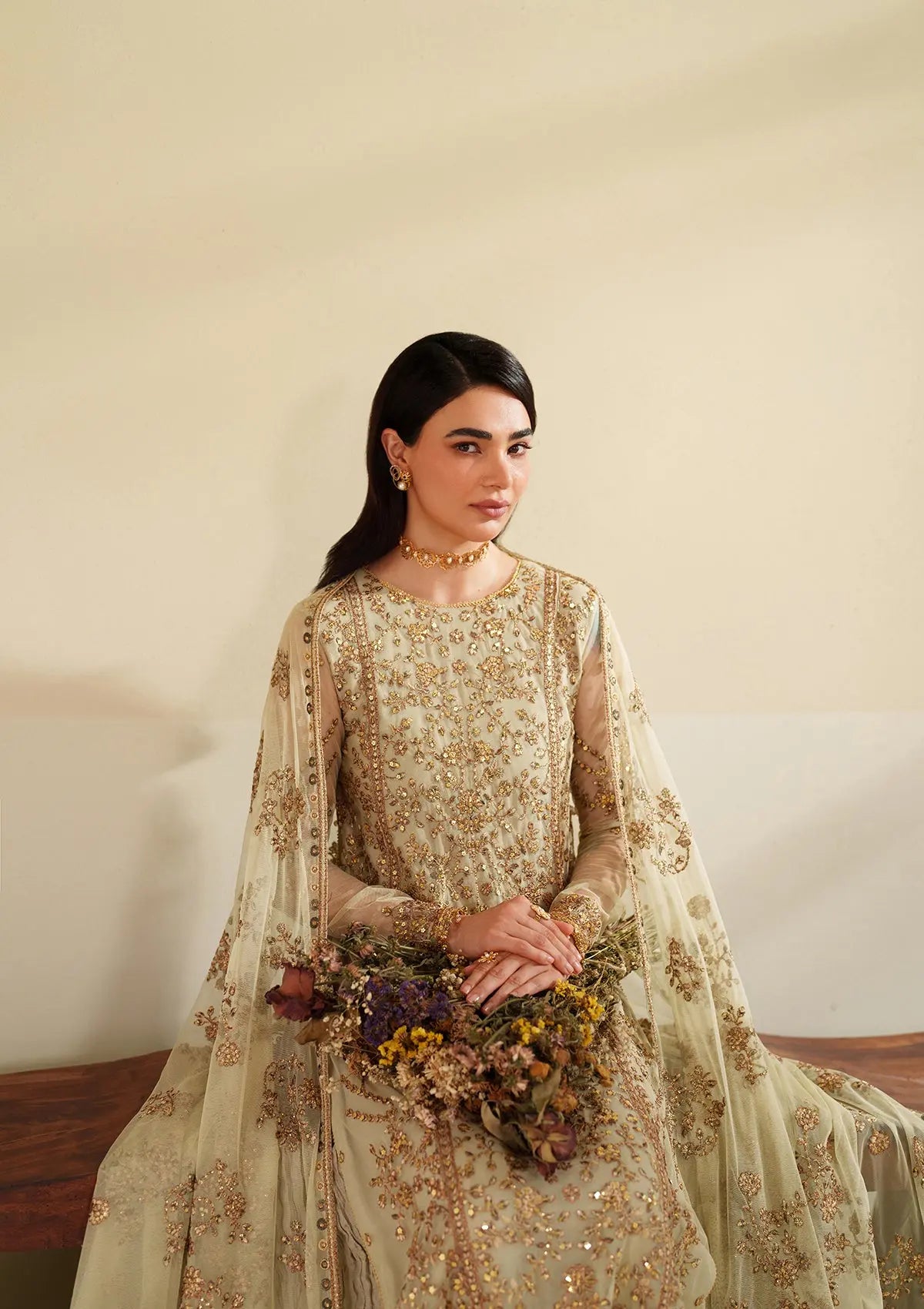 Embroidered Net BT6542-CRM Bin Tayyab