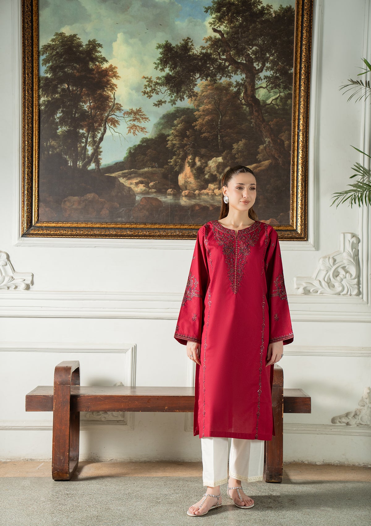 EMBROIDERED COTTON BT006832-RED