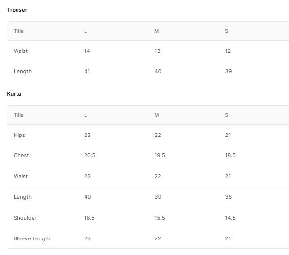 Embroidered Dhanak BT006619-CRM Size Chart