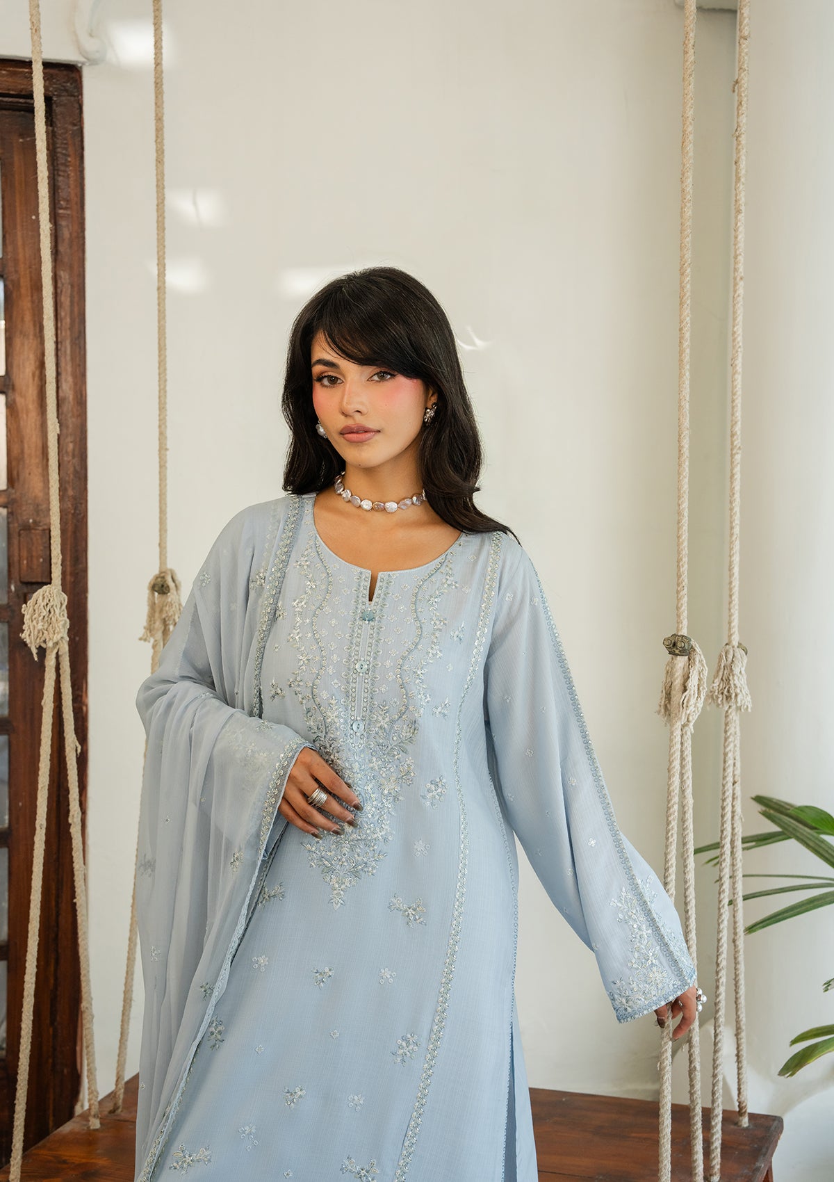 LUXURY Embroidered VISCOSE BT006604-SBL