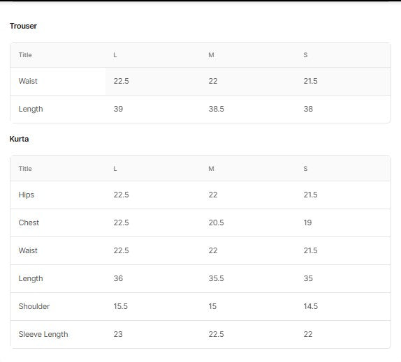 (BT006287-PST-GRN) Size Chart