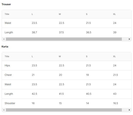 EMBROIDERED KHADDAR BT6512-CGN Size Chart