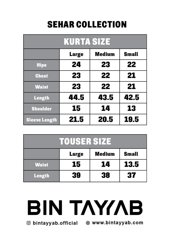 PRINTED LAWN BT6370-SKN Size Chart