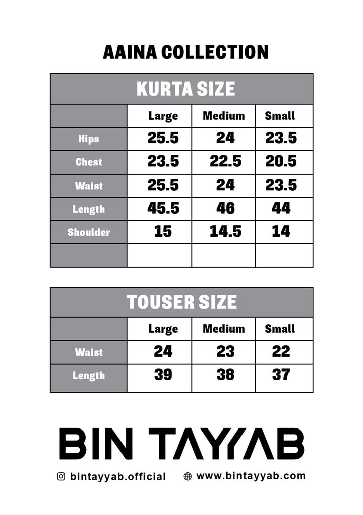 (BT006403-PST) Size Chart