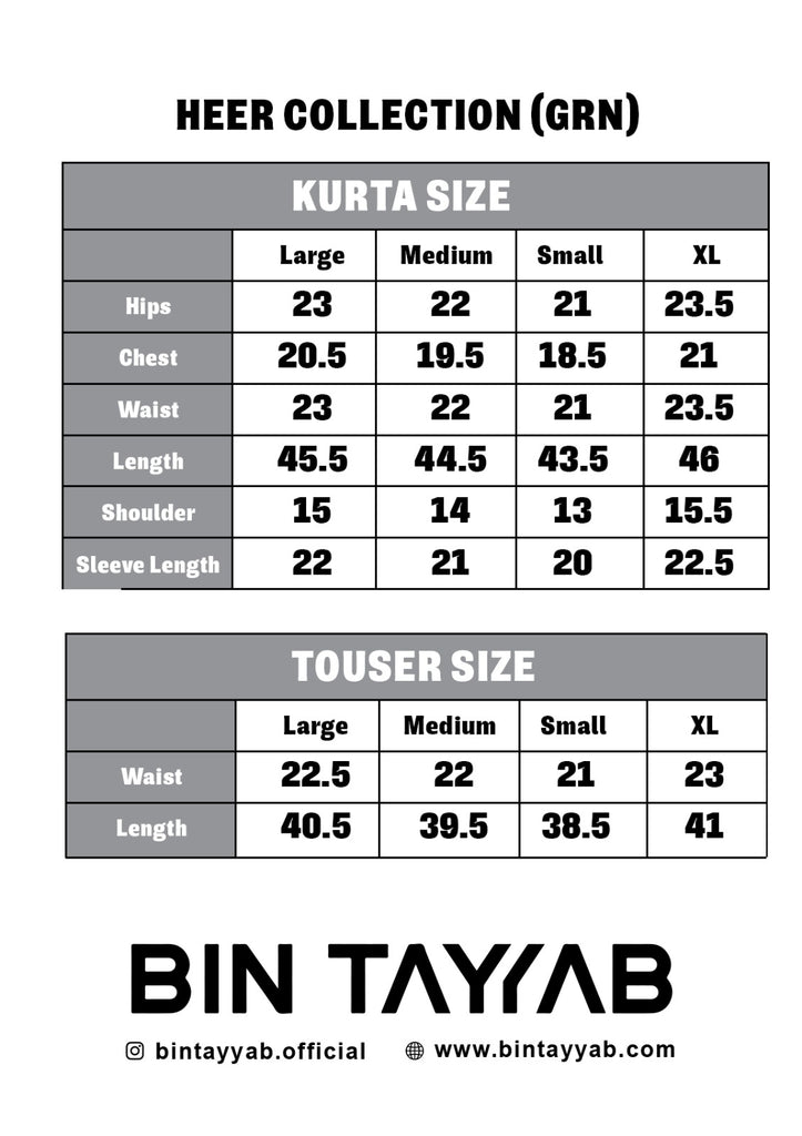 Embroidered Net BT6488-GRN Size Chart