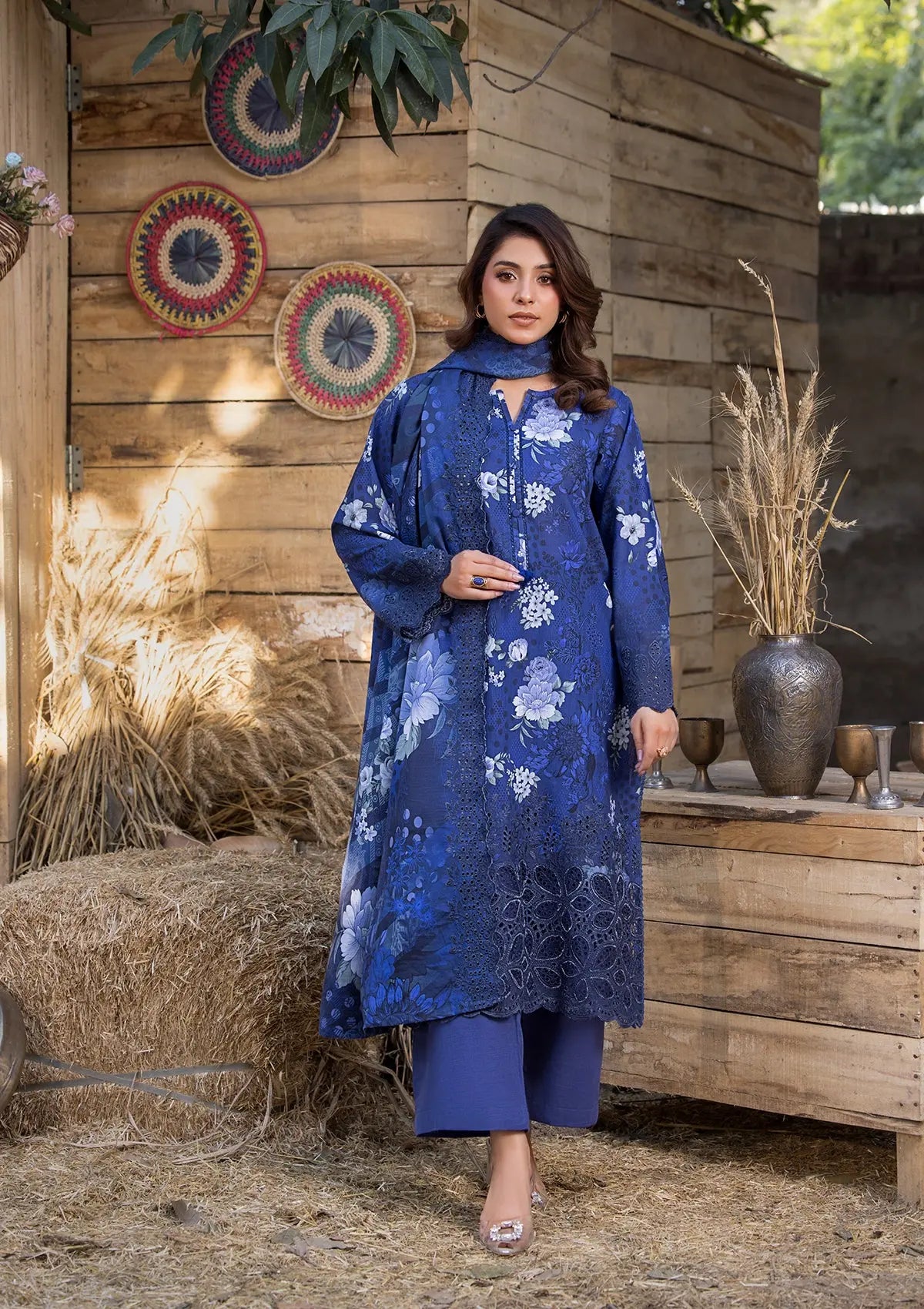 Khaddar (BT116) 3-Piece Stitch Suit Blue Bin Tayyab